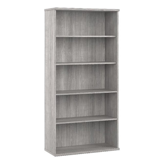 Pemberly Row Tall 5-Shelf Bookcase in Platinum Gray - Engineered Wood