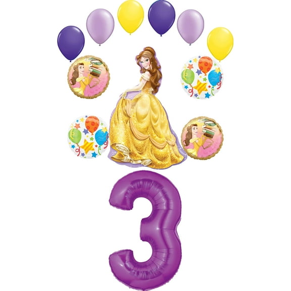 Beauty and The Beast Party Supplies Princess Belle 3rd Birthday Balloon Bouquet Decorations