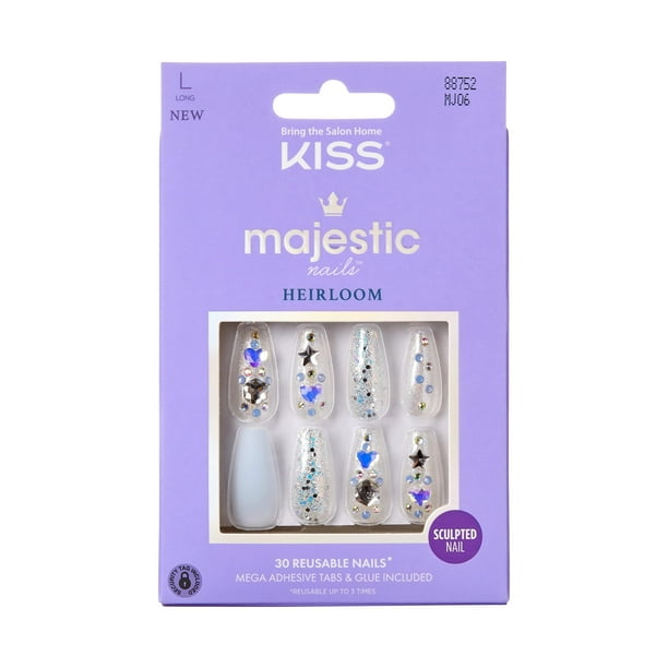 Presiona las uñas Kiss Majestic 'Your Grace' de color azul claro, largo