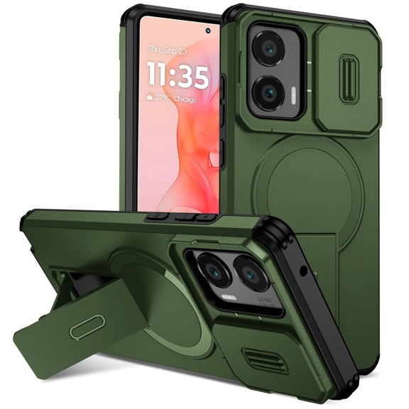 SELOZKE Compatible with Motorola Moto G Stylus 5G 2024 Green Phone Holder, Magnetic Protective Phone Case