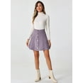 thumbnail image 3 of DARING DIVA Women's Faux Suede Button Front Mini A-Line Skirt S Purple, 3 of 6