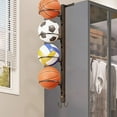 thumbnail image 5 of Multi-Layer Iron Ball Storage Rack for Basketballs, Soccer Balls - No-Drill Wall-Mounted Sports Organizer in Black, 5 of 6