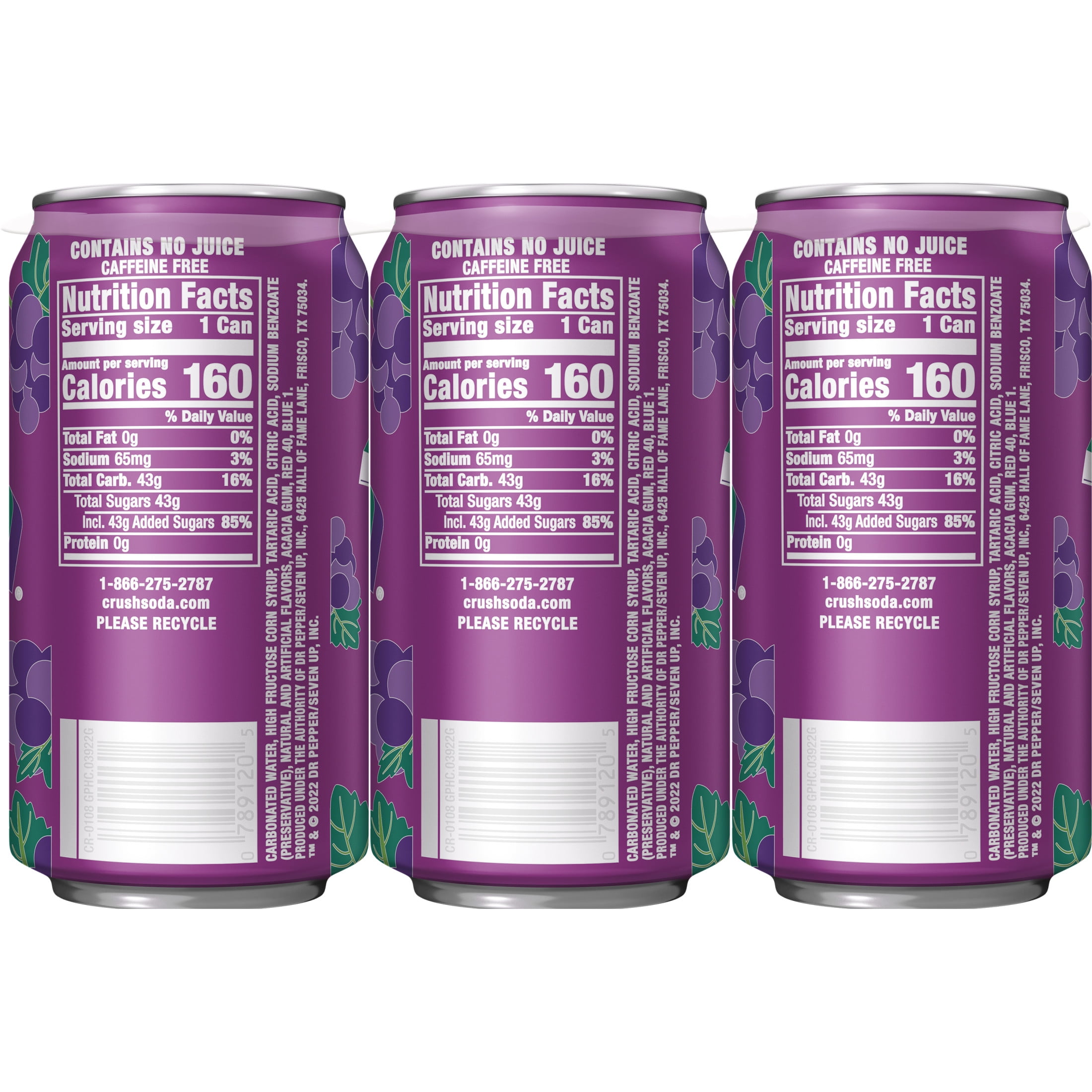 Crush Grape Soda, 12 fl oz cans, 6 pack