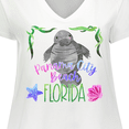 thumbnail image 4 of Inktastic Panama City Beach Florida Cute Swimming Manatee Women's Plus Size V-Neck T-Shirt, 4 of 5