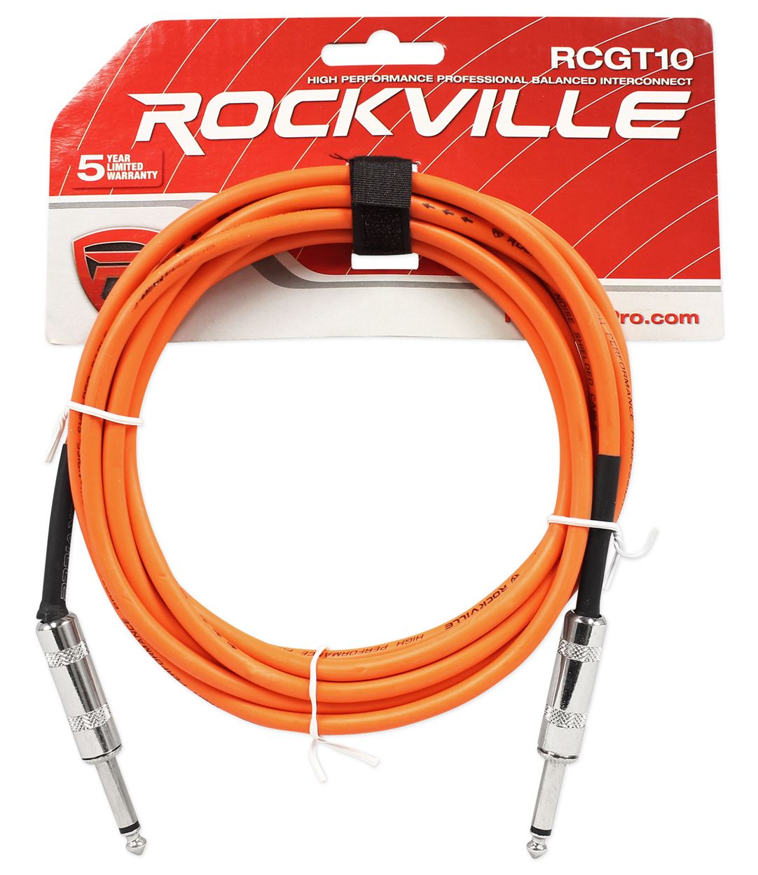 2 Rockville RCGT10O 10'  1/4" TS to 1/4'' TS Guitar/Instrument Cable
