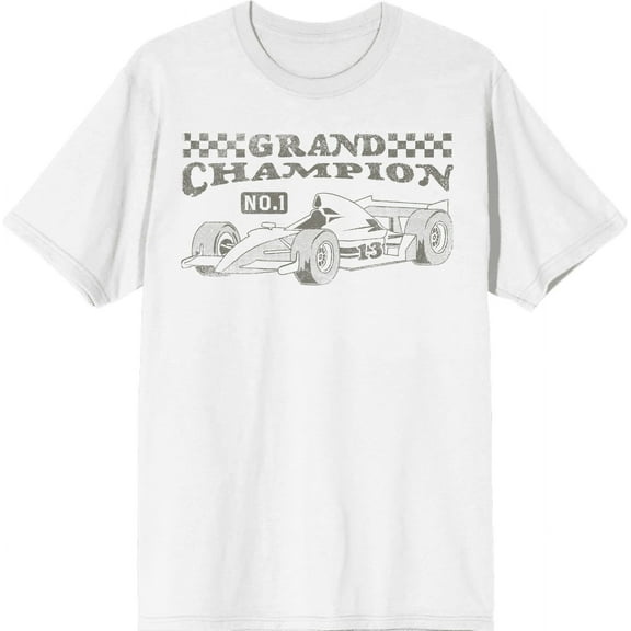 Formula One Grand Champion F1 Car Adult White Crew Neck Short Sleeve Tee-Medium