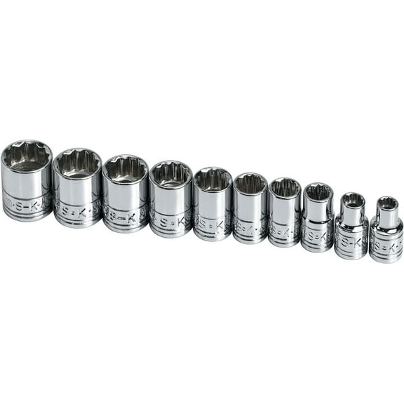 SK Tools USA 1/4" Drive, 10 Piece, 12 Point, Standard, Metric, Chrome Socket Set: 5MM - 14MM | 1340 CA2