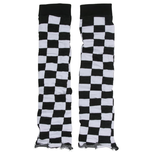 Womens Checkered Leg Warmer - Black/White