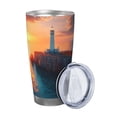 thumbnail image 2 of Goofa Lighthouse At Sunset Coast for 20 oz Skinny Tumbler Stainless Steel Coffee Mug Slim Vacuum Insulated Travel Cup Car Cup-Straw Two-piece Set, 2 of 8