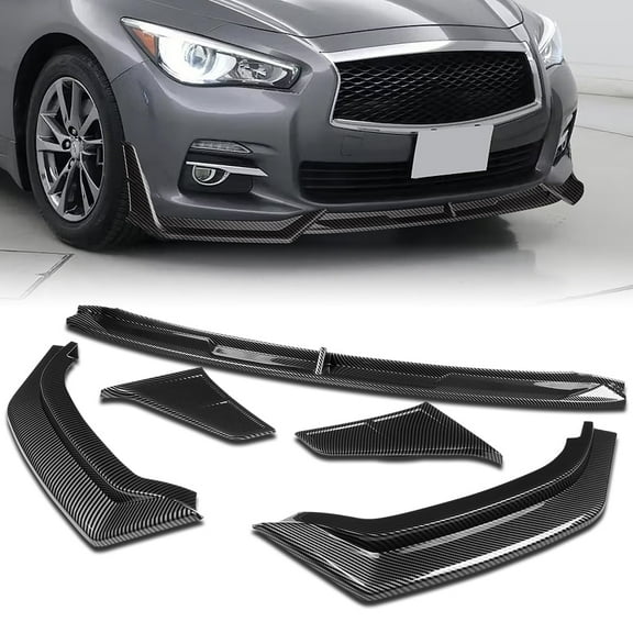 Stay Tuned Performance For 2014-2017 Infiniti Q50 Luxe Base Carbon Painted Front Bumper Lip Splitter STP-Style