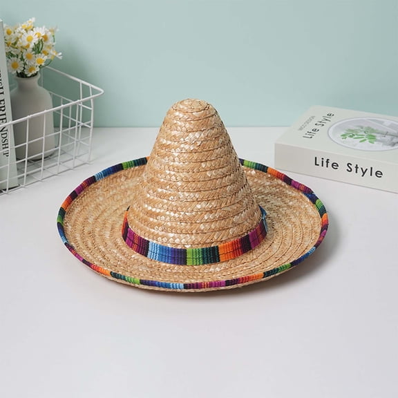 Mexican Sombrero Hat Adults With Trim Straw Sombrero For De Mexican Party And Casual Light Purple - 38