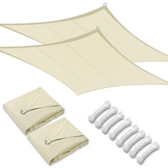 Yescom 2 Packs 10'x13' 97% UV Block Rectangle Sun Shade Sail Beige Top Canopy Outdoor Patio Pool Garden
