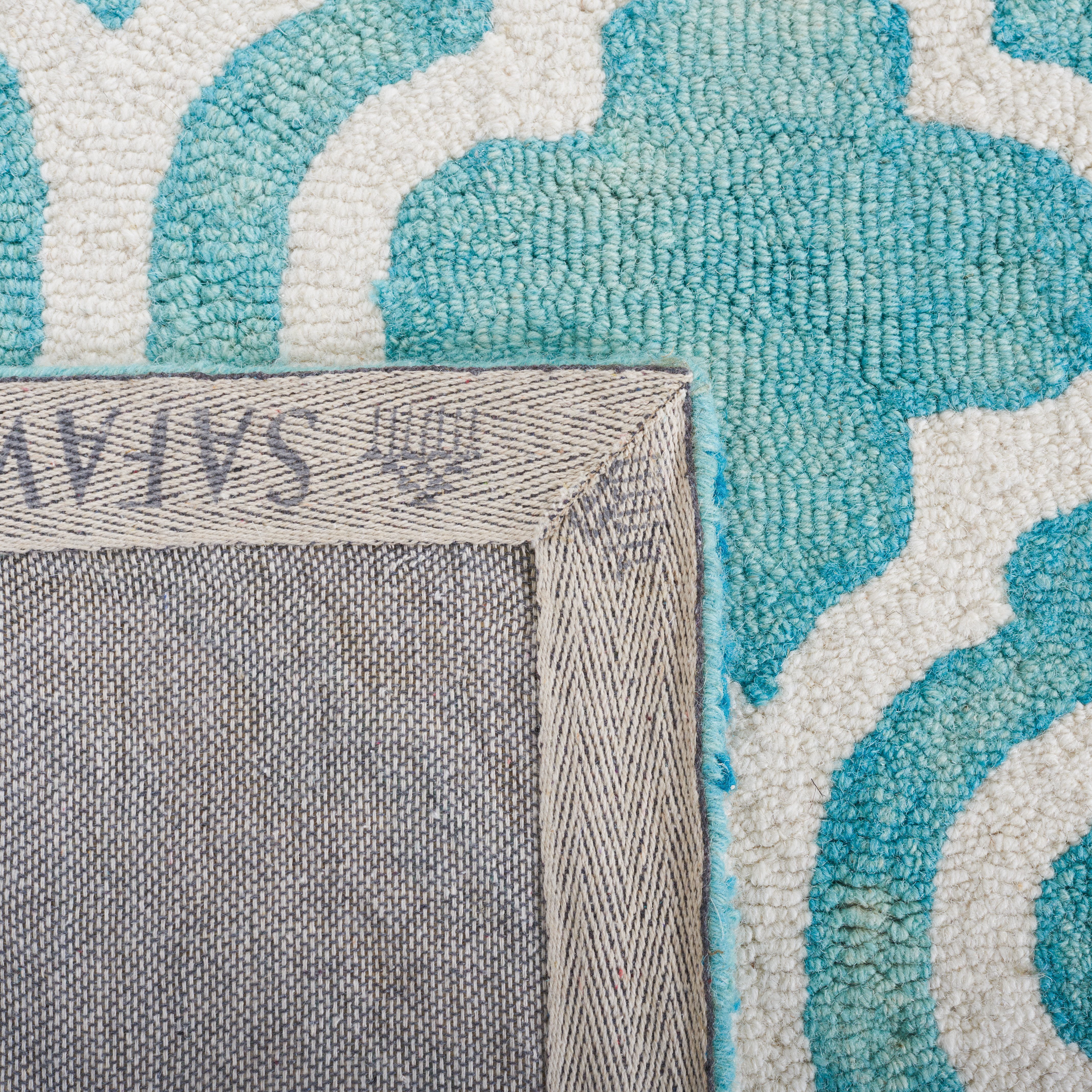 Safavieh Dip Dye Jolyon Geometric Wool Area Rug, Turquoise/Ivory, 7' x 7' Square