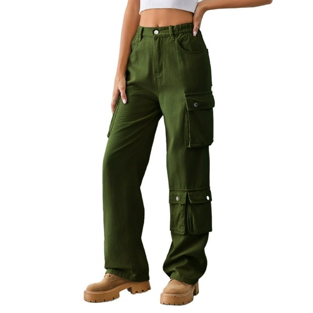 KYAIGUO S-2XL Women's Ripped High Waisted Flared Jeans Wide Leg Destroyed Denim Pants