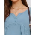 thumbnail image 5 of INSPIRE CHIC Womens Maternity Blouse High Low Tops V Neck Babydoll Button Long Sleeve Lantern Pleated Ruched Frill Pregnancy 2XL Blue, 5 of 6