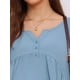 thumbnail image 5 of Blusa de maternidad para mujeres Inspire Chic, tops de corte alto-bajo, cuello en V, estilo babydoll, con botones, de manga larga, con linterna, plisada, fruncida, con volantes, embarazo, 2XL, azul, 5 of 6