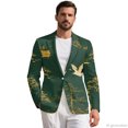 thumbnail image 2 of Uourmeti Golden Crane Pine Print Business Suit Jacket, Single Button Men's Blazer Lightweight Polyester Business Casual Suit for Office, 2 of 9