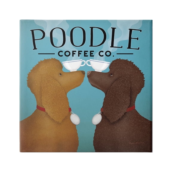 Stupell Industries Vintage Poodle Coffee Co Animals & Insects Painting Gallery Wrapped Canvas Print Wall Art, 17 x 17