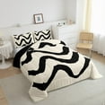 thumbnail image 3 of jejeloiu Waves Stripes Queen Comforter Set,Graffiti Geometric Lines Bedding Sets,Black Khaki Bedding Comforter Set For Men Women,Breathable Home Decor Reversible,3 Pieces, 3 of 8