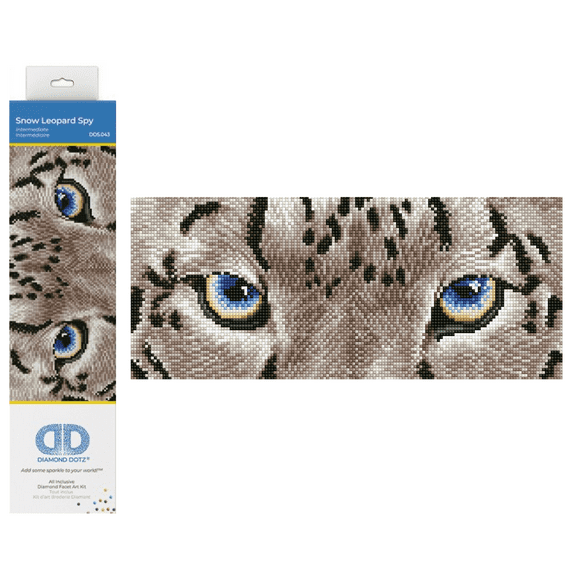 Diamond Dotz Snow Leopard Animal Diamond Painting Kits for Adults - Diamond Art Kits a Relaxing Creative Craft Kit with Dotz Gems 16"x7"