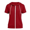 thumbnail image 6 of BODOAO Zip Up Hoodies for Women Short Sleeve Lightweight Hooded Sweatshirt with Drawstring and Side Pockets, Casual Summer Jacket for Travel Outdoor Layering Red S, 6 of 6