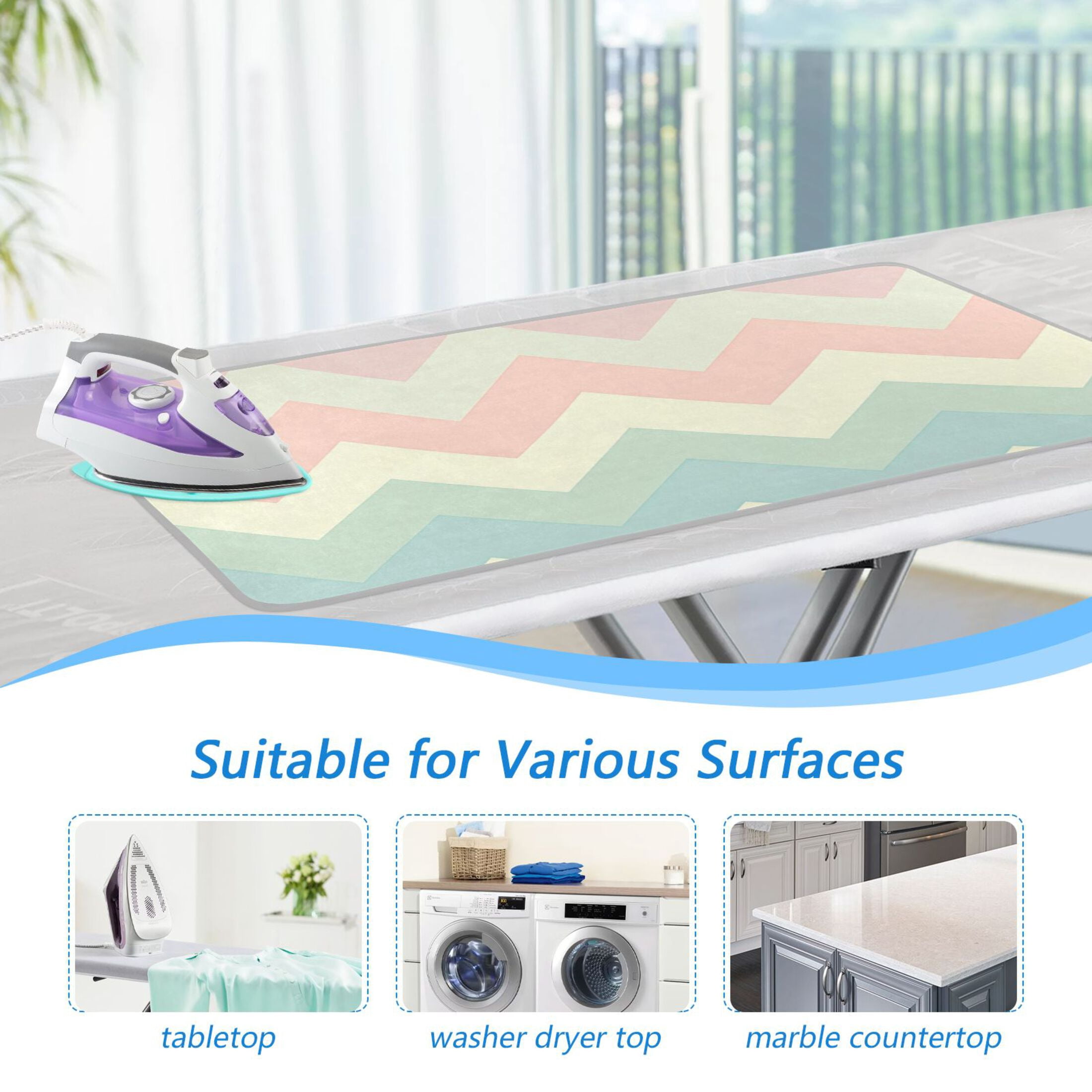 Easter Pastel Colored V-shaped Lines Ironing Mat Blanket Portable Travel Ironing Pad Heat Resistant Pad 47.2" x 27.6”