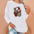 thumbnail image 1 of Offres Flash! Aqestyerly Hauts de Noël pour Femmes Liquidation Mode Femmes Col Rond T-Shirt à Manches Longues Imprimé Chandail en Molleton Blouse Hauts, 1 of 6