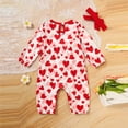 thumbnail image 4 of ZEHJUHAN Baby Valentine's Day Romper, Long Sleeve Heart Print Bodysuit with Bow & Ruffle Trim For Spring Fall Red，0-3M, 4 of 9