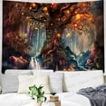 thumbnail image 4 of Fantasy Plant Magical Forest Tapestry Fantasy Fairy Tales Tapestry A Large Flannel Life Tree Elves Waterfalls Stream Fairy Tales Wall Art Hanging with River Bedroom Living Room 80" *60", 4 of 4