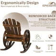thumbnail image 6 of 2 Piece Outdoor Wood Wagon Rocking Chair, Patio Rustic Adirondack Porch Rocker with High Back & Slatted Seat, Carbonized Wood Rocker Chair with Wagon Wheel Armrest for Indoor, Backyard, Garden, 6 of 8