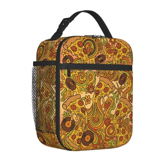 Pizza Lunch Bag Reusable Insulated Lunch Box Waterproof Small Cute Lunch Tote Bag For Office Picnic Work Travel
