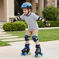 thumbnail image 2 of Gymax Patins à Roulettes pour Enfants 4 Tailles Réglables Patins Quad avec Roues Lumineuses pour 5-7 Ans Bleu Marine, 2 of 10