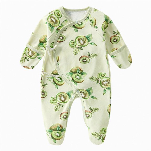 CAUYDY Baby Boy Gift Newborn Sleepwear Preemie Clothes Long Sleeved Jumpsuit Infant Boys Romper Fall Winter Toddler Pajamas 3 6 9 Months 1T 2T Green for Sizes 1-3 Months