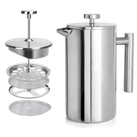 Stainless Steel French Press Coffee Maker 11.8 Oz 350 ml, Double Wall