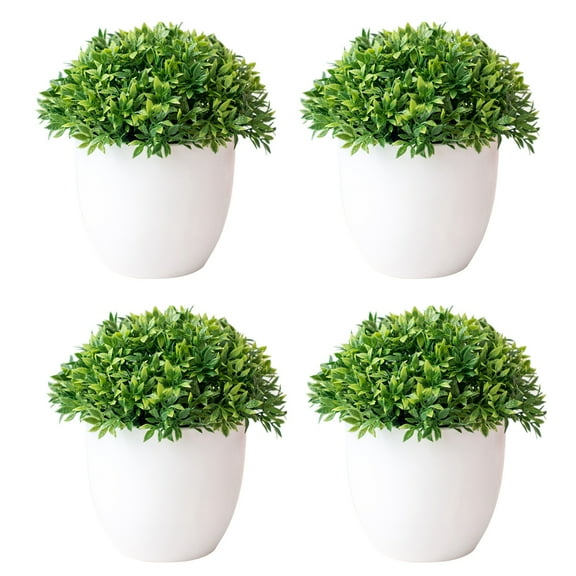 Zhaomeidaxi 4Pcs Fake Potted Plants for Bathroom Home Office Decor Mini Artificial Plastic Fake Plants for Desk Decoration