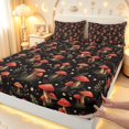 thumbnail image 4 of Homewish Red Botanical Mushrooms Queen Sheets,Wild Fungus Plants Queen Sheet Sets,4 Pieces,1 Flat Sheet, 1 Fitted Sheet and 2 Pillowcases, 4 of 6