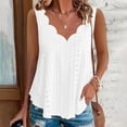 thumbnail image 6 of Yubnlvae White Casual Solid Color Scallop V Neck Women's Vest Comfortable And Breathable V Neck Women's T Shirt, 4Xl, 6 of 7