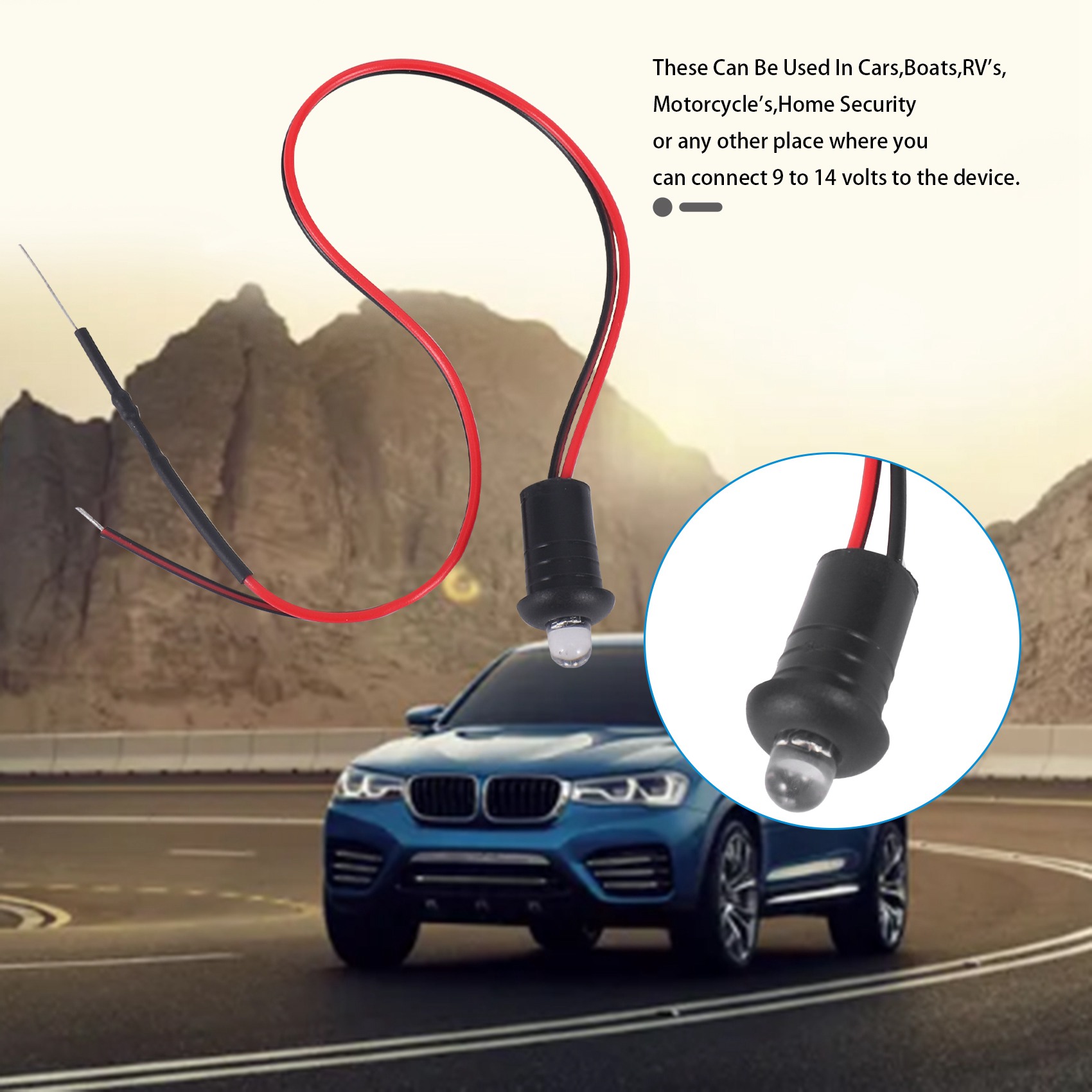 12V Flashing Dummy Car Alarm Dash Mount Led Light(Red)