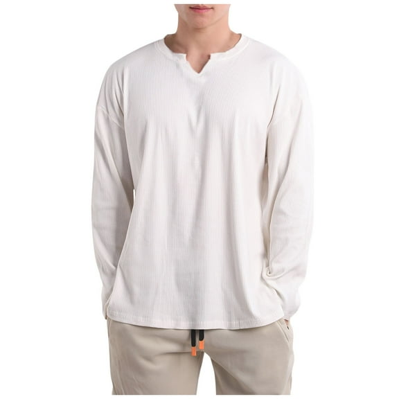 ameIAEA Mens Sweatshirts V Neck Long Sleeve Lightweight Pullover Tops Solid Color Casual Shirts
