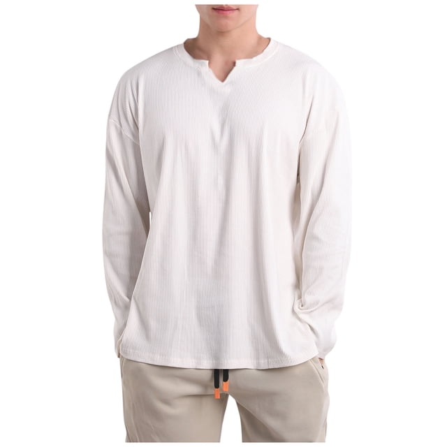 RXIRUCGD Pull Décontracté pour Hommes, Manches Longues, Col en V, Blanc, Taille : 2TG