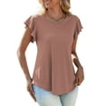 thumbnail image 3 of a.Jesdani Women Tops Summer Round Neck Ruffle Short Sleeve Casual Tunic Blouse S-XXL, 3 of 6