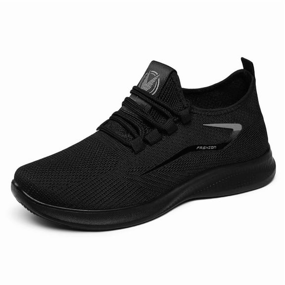 Men's Low-Top Lace-Up Knit Upper Walking Shoes Streamlined Lightweight Sole Casual Daily Athletic Sneakers