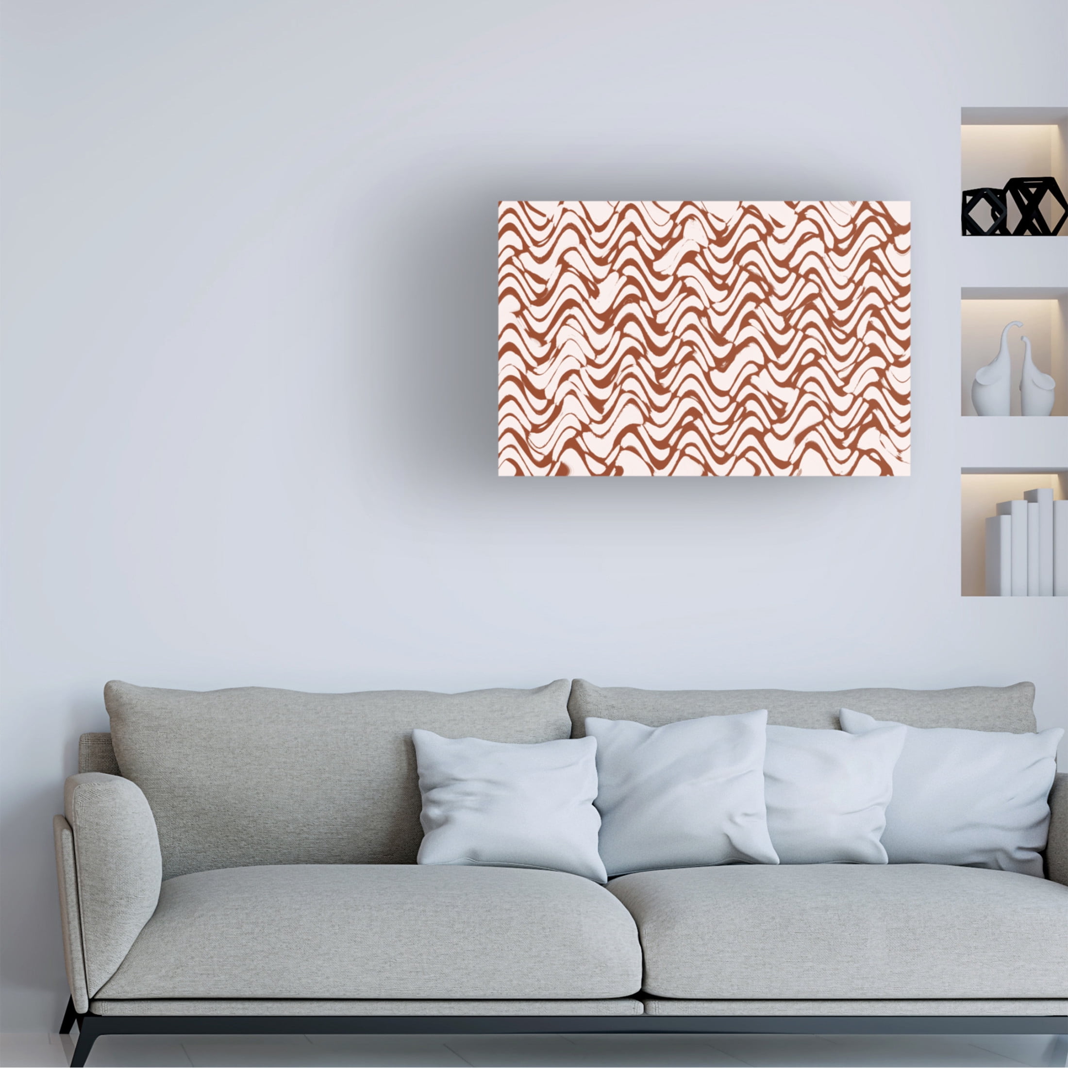 Canvas Wall Art - Treechild 'Wavey Beige Pattern Square' Wall Art for Living Room, Bedroom, or Office D?cor by Trademark Fine Art - 47 x 30 Inches