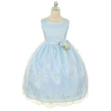 Floral Embroidered Organza Dress - Efavormart Shimmery Satin Bodice and Floral Embroidered Organza overlay Skirt Girl Dress Party Girl Dress Junior Flower Girl Gown