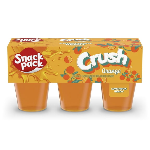 Snack Pack CRUSH Orange Flavored Juicy Gels, Orange Snack Cups, 3.25 oz. 6-Count