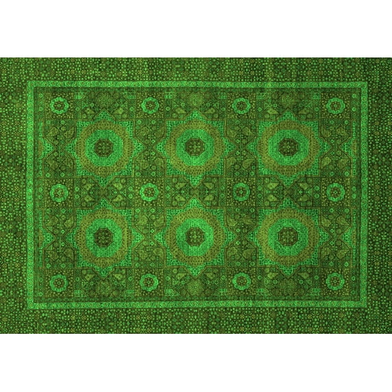 Ahgly Company Indoor Rectangle Abstract Green Modern Area Rugs, 7' x 10'