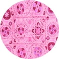 thumbnail image 1 of Ahgly Company Indoor Round Abstract Pink Modern Area Rugs, 3' Round, 1 of 4
