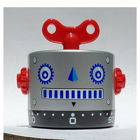 Robot Timer Retro Silver