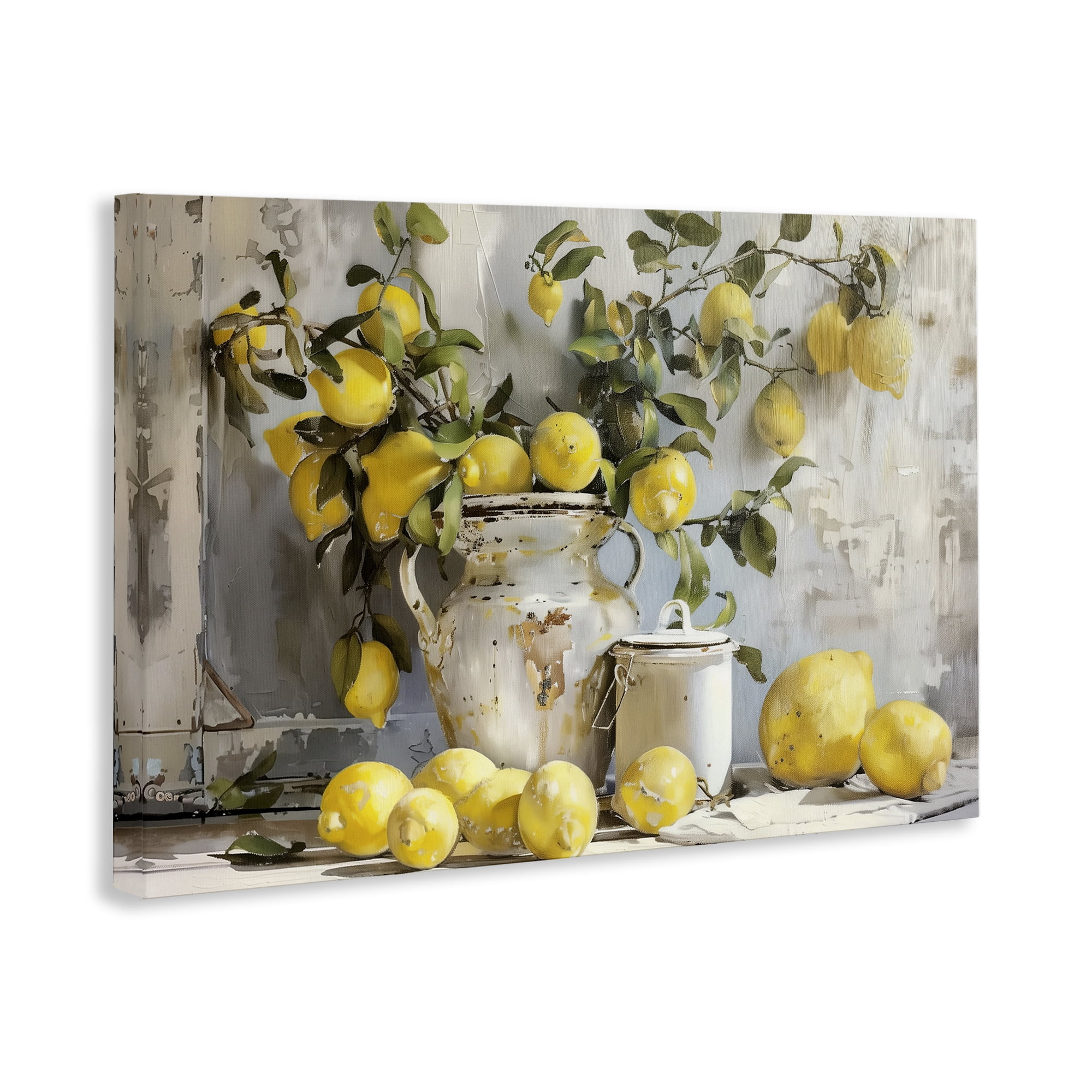 Stupell Industries Lemons & Canisters Still Life Food & Beverage Painting Wrapped Canvas Art Print Wall Art, 30 x 20
