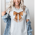 thumbnail image 3 of Moonlight Apparel Women's Western Fringe Bow T-Shirt Cowgirl Style Graphic Tee Boho Country Shirt Trendy Casual Outfit Rodeo Top Brown Leather Look Print Short Sleeve Cotton Blend Tee, 3 of 6